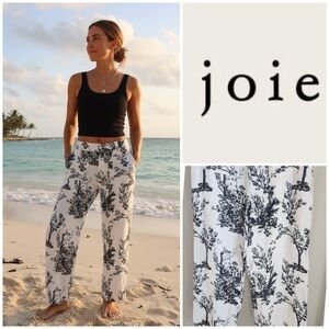 NWT!! Joie Black & White Toile Linen Wide-Leg Pants